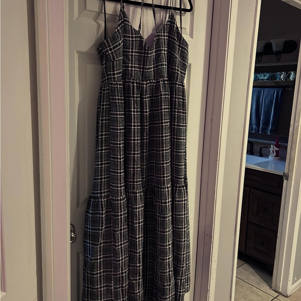 Plaid Forever 21 Maxi Dress in Black and White